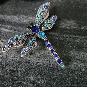 Beautiful Gemstone Dragonfly Brooch